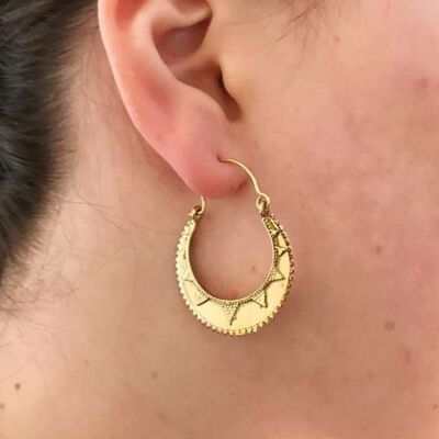 Semi Circular Sun Earrings - Gold Large
