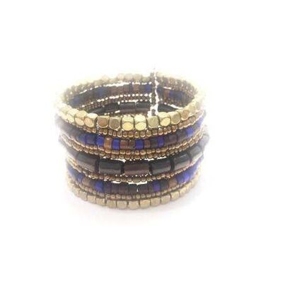 Colourful Pharoah's Choker - Brown & Blue Cuff