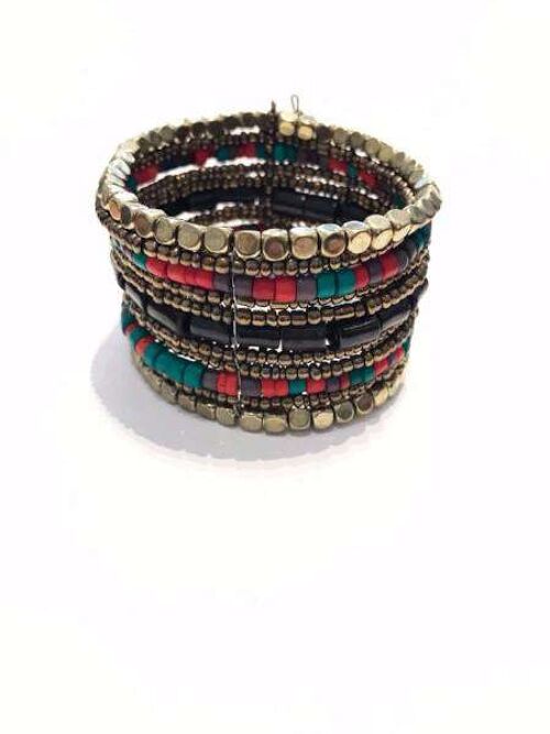 Colourful Pharoah's Choker - Red Cuff