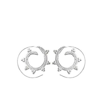 Circular Swivel Hoop Earrings - Silver