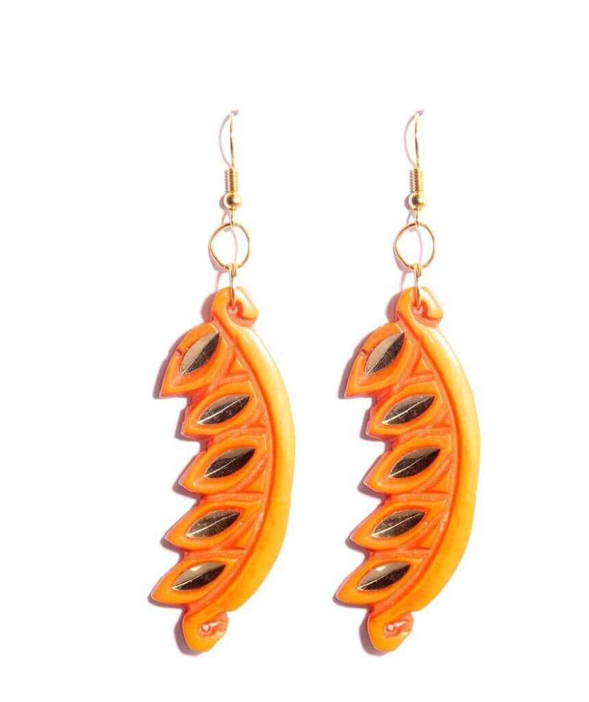 Boucles d'oreilles avant-gardistes sculptées - Orange