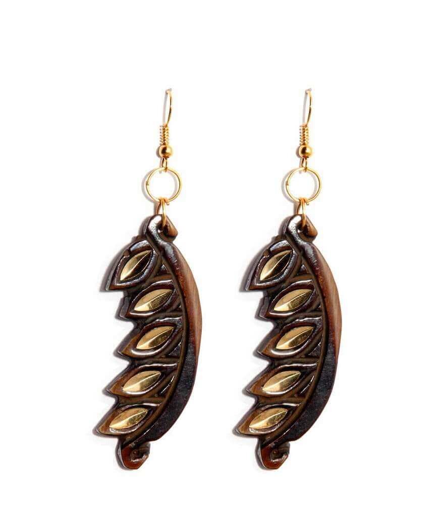 Boucles d'oreilles avant-gardistes sculptées - Marron
