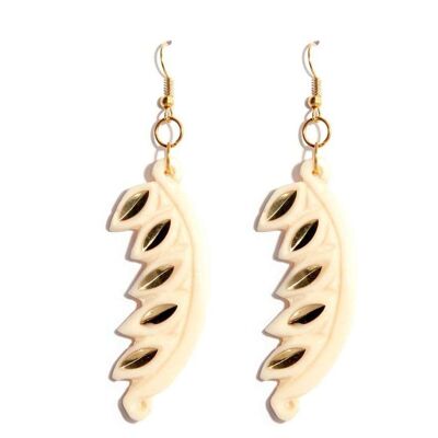 Carved Edgy Earrings - Cream