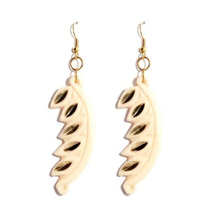 Carved Edgy Earrings - Cream