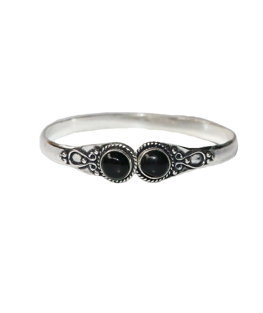 Bracelet Tone Détaillé avec Pierre - Argent & Noir