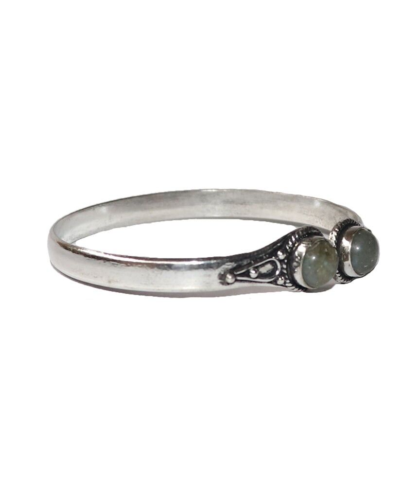 Bracelet détaillé ton sur ton avec pierre - Argent et marron