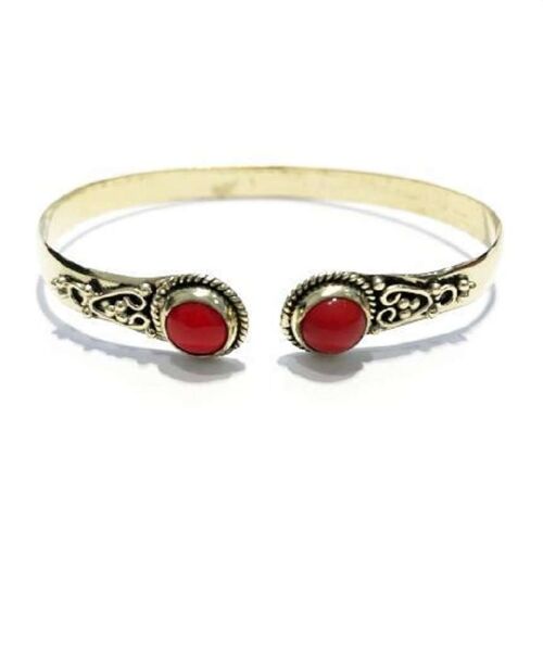 Tone Detailed Bracelet with Stone - Gold & Red