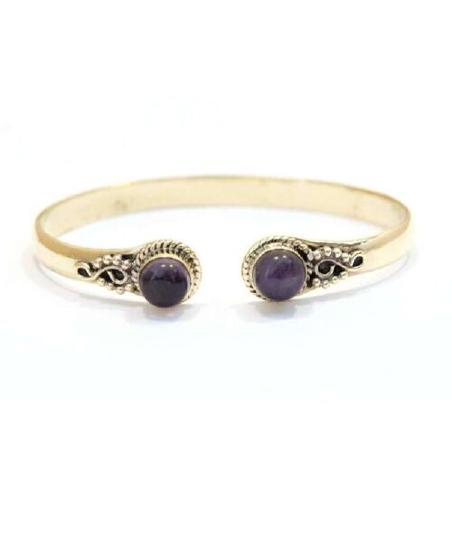 Tone Detailed Bracelet with Stone - Gold & Purple