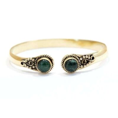 Tone Detailed Bracelet with Stone - Gold & Green