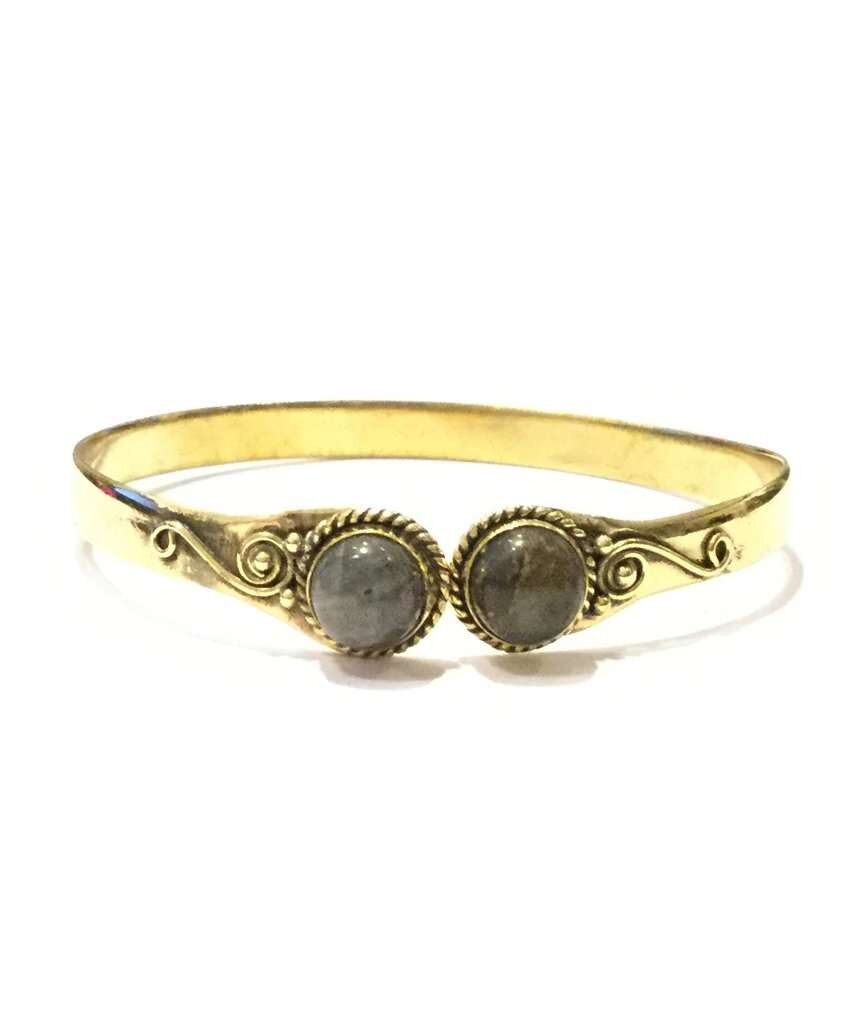 Bracelet détaillé ton sur ton avec pierre - Or et gris