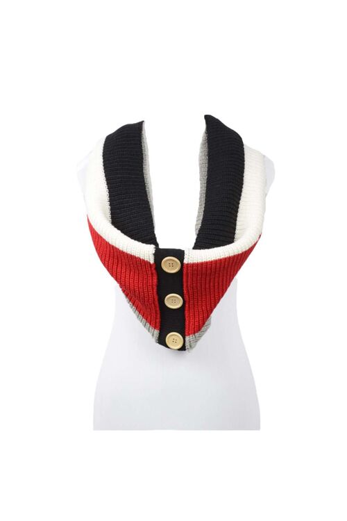 Wide Stripe Coloured Snood - Red