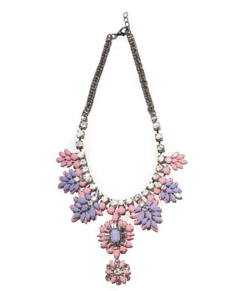 Statement Floral Bib Necklace - Pink