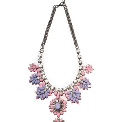 Statement Floral Bib Necklace - Pink