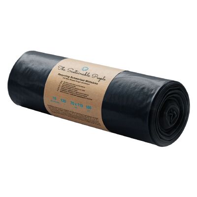 Recycled Heavy-Duty Garbage Bags 120l, 100 µm, black