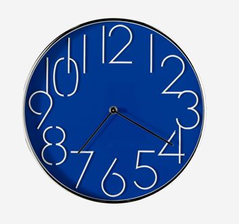 Horloge ronde bleue 30 cm