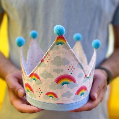 Corona di compleanno - arcobaleno blu