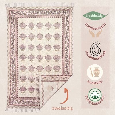 Tapis coton double face 140 x 200 cm | lotus