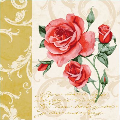 Napkin Romantic in gold from Linclass® Airlaid 40 x 40 cm, 12 pieces