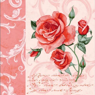 Servilleta Romántica en rosa de Linclass® Airlaid 40 x 40 cm, 12 piezas