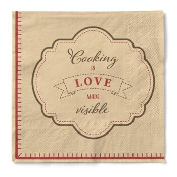 Serviette en tissu Cooking is Love 33 x 33 cm, 20 pièces 1