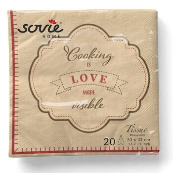 Serviette en tissu Cooking is Love 33 x 33 cm, 20 pièces 5