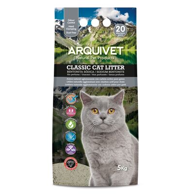 Classic Cat Litter 5 Kg - Arena 100% natural aglomerante con carbón activo - para gatos - Producto premium