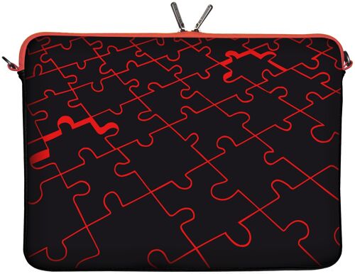 Digittrade LS110-15 Puzzle Designer Notebooktasche 15,6 Zoll (39,1 cm) aus Neopren Notebook-Hülle Sleeve Tasche Schutzhülle Cover Case Bag rot-schwarz