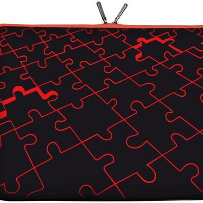 Digittrade LS110-15 Puzzle Designer Notebooktasche 15,6 Zoll (39,1 cm) aus Neopren Notebook-Hülle Sleeve Tasche Schutzhülle Cover Case Bag rot-schwarz