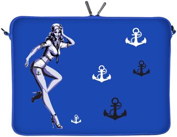 Digittrade LS121-15 Jacky designer sacoche pour ordinateur portable 15,6 pouces (39,1 cm) en néoprène sacoche pour ordinateur portable pochette sac housse de protection étui bleu marine femme 1