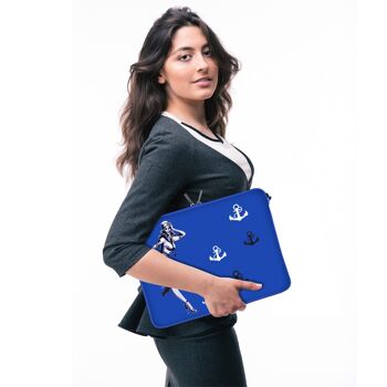 Digittrade LS121-15 Jacky designer sacoche pour ordinateur portable 15,6 pouces (39,1 cm) en néoprène sacoche pour ordinateur portable pochette sac housse de protection étui bleu marine femme 3