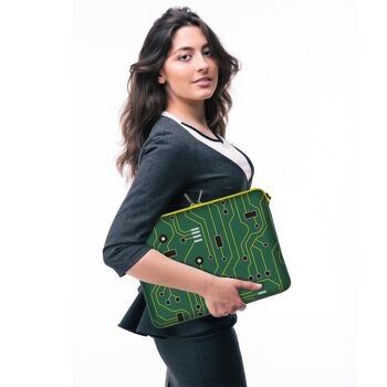 Digittrade LS125-15 Green IT Sacoche pour ordinateur portable design 15,6 pouces (39,1 cm) en néoprène sacoche pour ordinateur portable housse de protection motif circuit imprimé vert-jaune 3