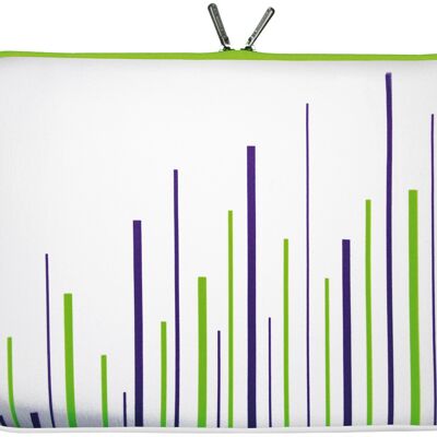 Digittrade LS130-15 White Stripes sacoche pour ordinateur portable design 15,6 pouces (39,1 cm) en néoprène housse pour ordinateur portable housse de protection housse blanc vert violet