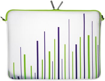 Digittrade LS130-15 White Stripes sacoche pour ordinateur portable design 15,6 pouces (39,1 cm) en néoprène housse pour ordinateur portable housse de protection housse blanc vert violet 1