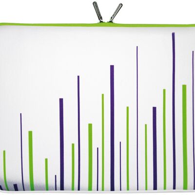 Digittrade LS130-15 White Stripes maletín para portátil de diseño 15,6 pulgadas (39,1 cm) de neopreno funda para portátil funda protectora funda funda blanca verde violeta