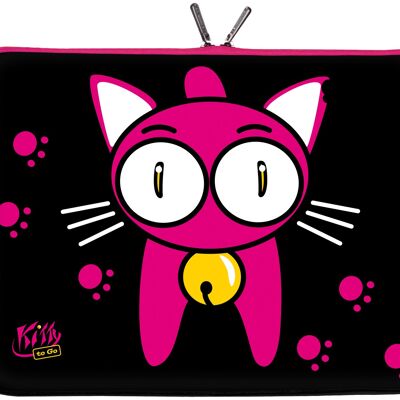 Kitty to Go LS133-10 Designer iPad Pro 9,7 Hülle aus Neopren passend für 10 bis 10.5 Zoll (26,67 cm) Air Schutzhülle Tasche Sleeve Case Katze schwarz-pink
