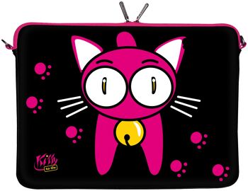 Kitty to Go LS133-15 sacoche pour ordinateur portable design 15,6 pouces (39,1 cm) en néoprène housse pour ordinateur portable housse de protection housse sac chat noir-rose 1