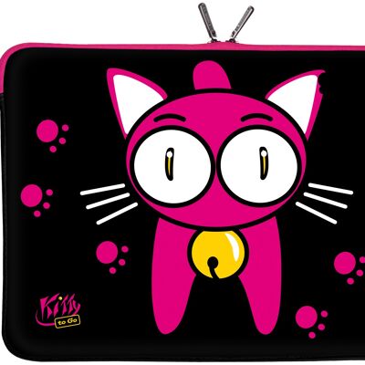 Kitty to Go LS133-17 maletín de diseño para portátil de 17 pulgadas funda para portátil funda protectora de neopreno hasta 43,9 cm (17,3 pulgadas) funda funda gato rosa-negro