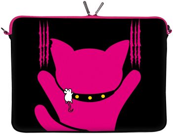 Kitty to Go LS140-17 sacoche pour ordinateur portable design 17 pouces sacoche pour ordinateur portable housse de protection en néoprène jusqu'à 43,9 cm (17,3 pouces) sacoche chat noir-rose 5