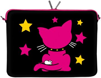 Kitty to Go LS142-10 housse de protection néoprène pour ordinateur portable design 10 pouces universel PC netbook bag 9,7 à 10,1 & 10,5 pouces (26,67 cm) housse chat noir-rose 2