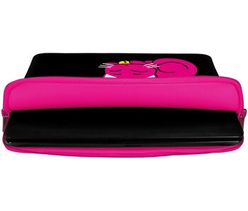 Kitty to Go LS143-13 coque Mac Book design 13 pouces en néoprène convenant comme coque iPad Pro 12,9 à 13,3 pouces (33,8 cm) MacBook Air Bag chat noir-rose 3