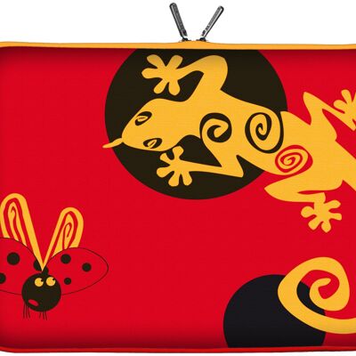 Digittrade LS145-15 Lady Beetle maletín para portátil de diseñador 15,6 pulgadas (39,1 cm) maletín de neopreno para portátil bolsa con funda salamandra lagarto rojo dorado naranja