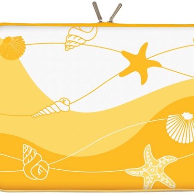 Funda protectora de diseño Digittrade LS149-15 Summer Beach para portátiles y MacBooks con una diagonal de pantalla de 38,1-39,6 cm (15,6 pulgadas) fabricada en neopreno amarillo-blanco