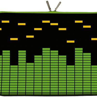 Digittrade LS154-13 Equalizer Designer Notebook Sleeve 13.3 Zoll (33.8 cm) aus Neopren Laptop Tasche 13 bis 14 Zoll Schutz-Hülle Musik grün schwarz gelb