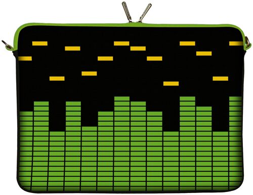 Digittrade LS154-15 Equalizer Designer Notebooktasche 15,6 Zoll (39,1 cm) aus Neopren Notebook-Hülle Sleeve Tasche Schutzhülle Musik grün schwarz gelb