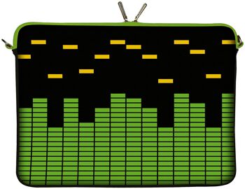 Digittrade LS154-15 Equalizer sacoche pour ordinateur portable design 15,6 pouces (39,1 cm) en néoprène housse pour ordinateur portable housse de protection musique vert noir jaune 1