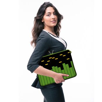 Digittrade LS154-15 Equalizer sacoche pour ordinateur portable design 15,6 pouces (39,1 cm) en néoprène housse pour ordinateur portable housse de protection musique vert noir jaune 3