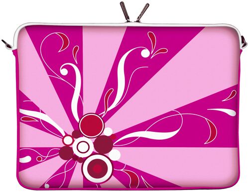 Digittrade LS155-13 Magic Rays Designer Mac Book Tasche 13 Zoll aus Neopren passend als iPad Pro Case 12.9 bis 13.3 Zoll (33.8 cm) Air Bag Muster rosa-pink