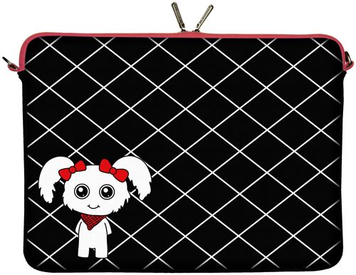 Digittrade LS159-13 Fluffy Designer Netbook Schutzhülle 13.3 Zoll (33.8 cm) Neopren Tablet Tasche 13 Zoll & Ultrabook 14 Zoll Muster Mädchen schwarz rot weiß