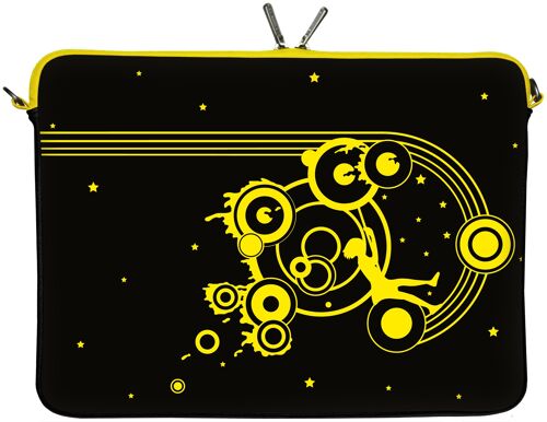 Digittrade LS161-17 Swing Designer Laptop Tasche 17 Zoll Notebook Sleeve Hülle Schutzhülle Neopren bis 43,9 cm (17,3 Zoll) Bag Case Muster schwarz-gelb