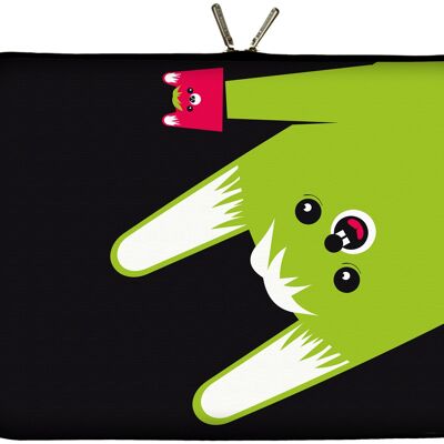DIGITTRADE LS162-13 Toothy designer netbook case 13.3 inches (33.8 cm) made of neoprene tablet case 13 inches & ultrabook case 14 inches sleeve black green pink